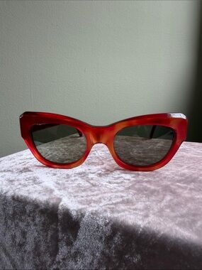 l.a. Eyeworks “VITA” Red Cat-Eye Sunglasses